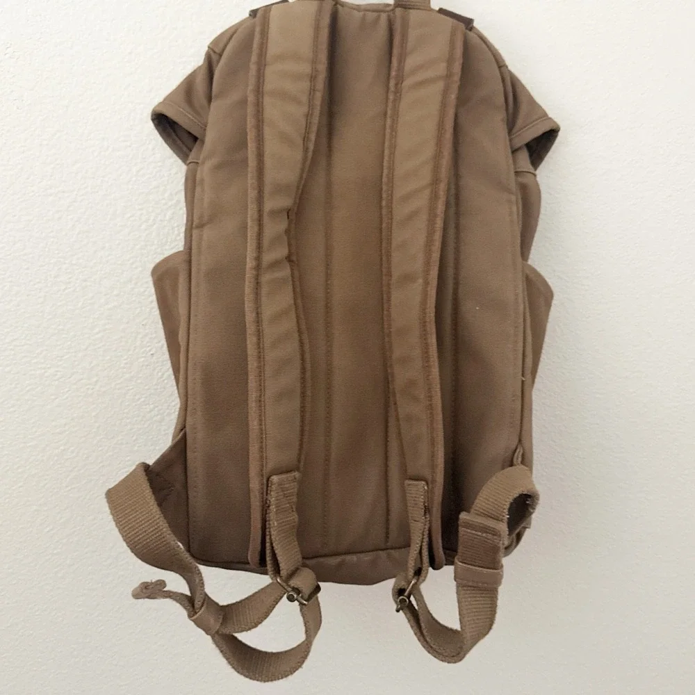 LANDS END | Waxed Canvas Brown Heavy Duty Water Resistant Laptop Backpack Travel